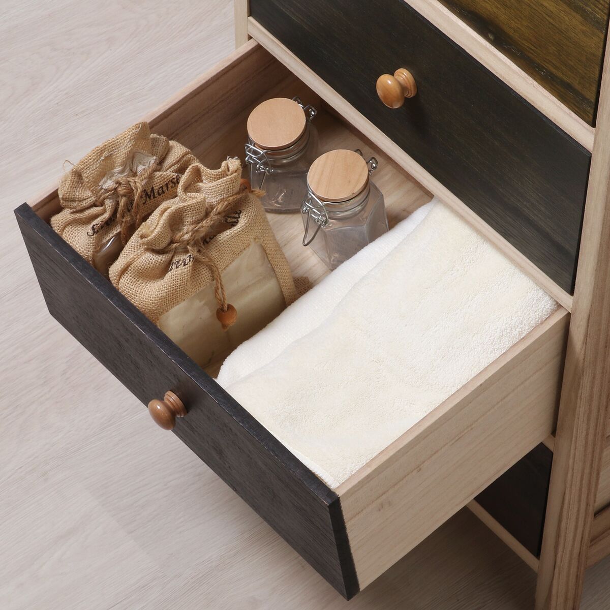 送料無料】欠品次回2月下旬予定 不二貿易 桐製 マルチカラフル5段