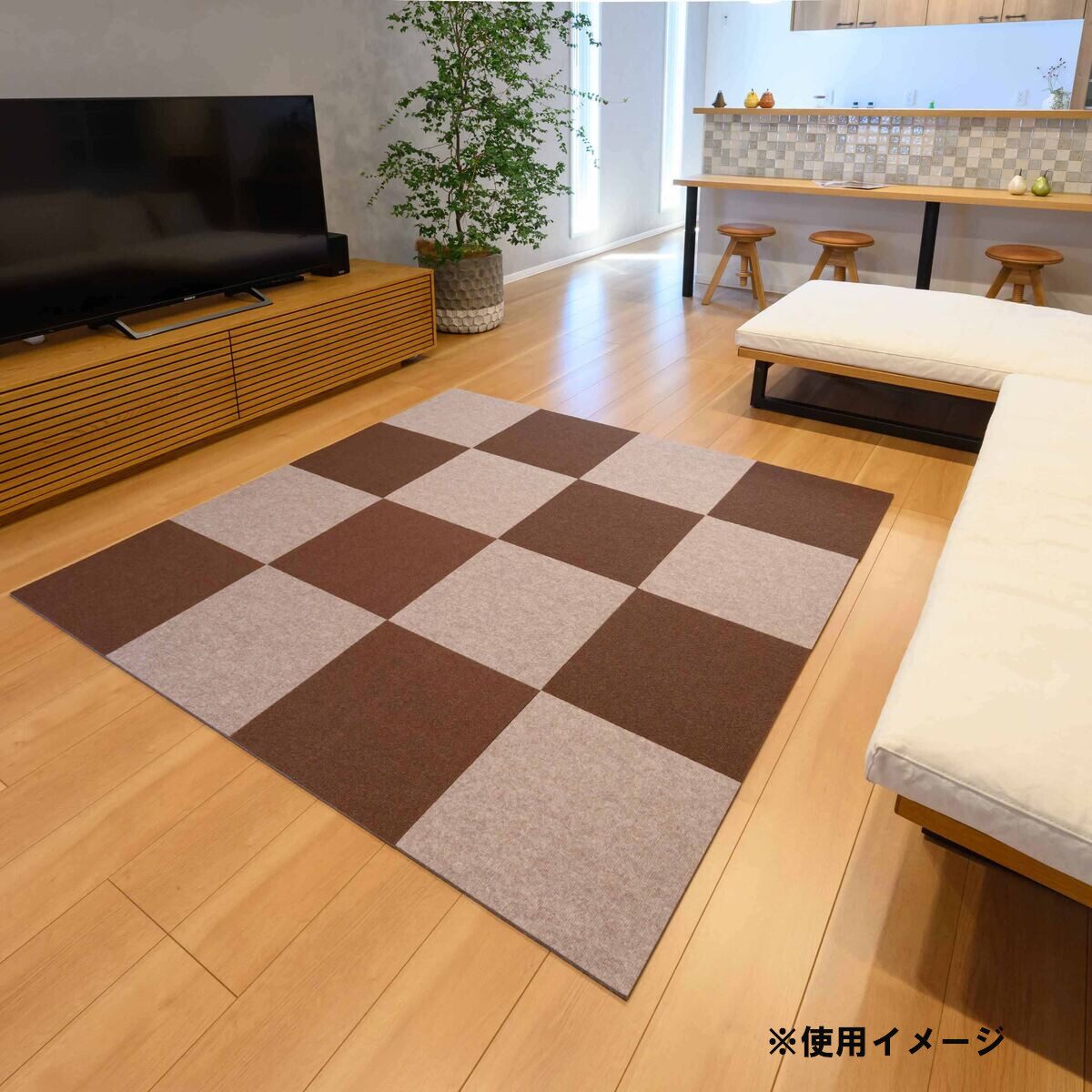 ワタナベ工業 防音吸着ぴたパネル 40×40cm 吸着マット ベージュ 4枚