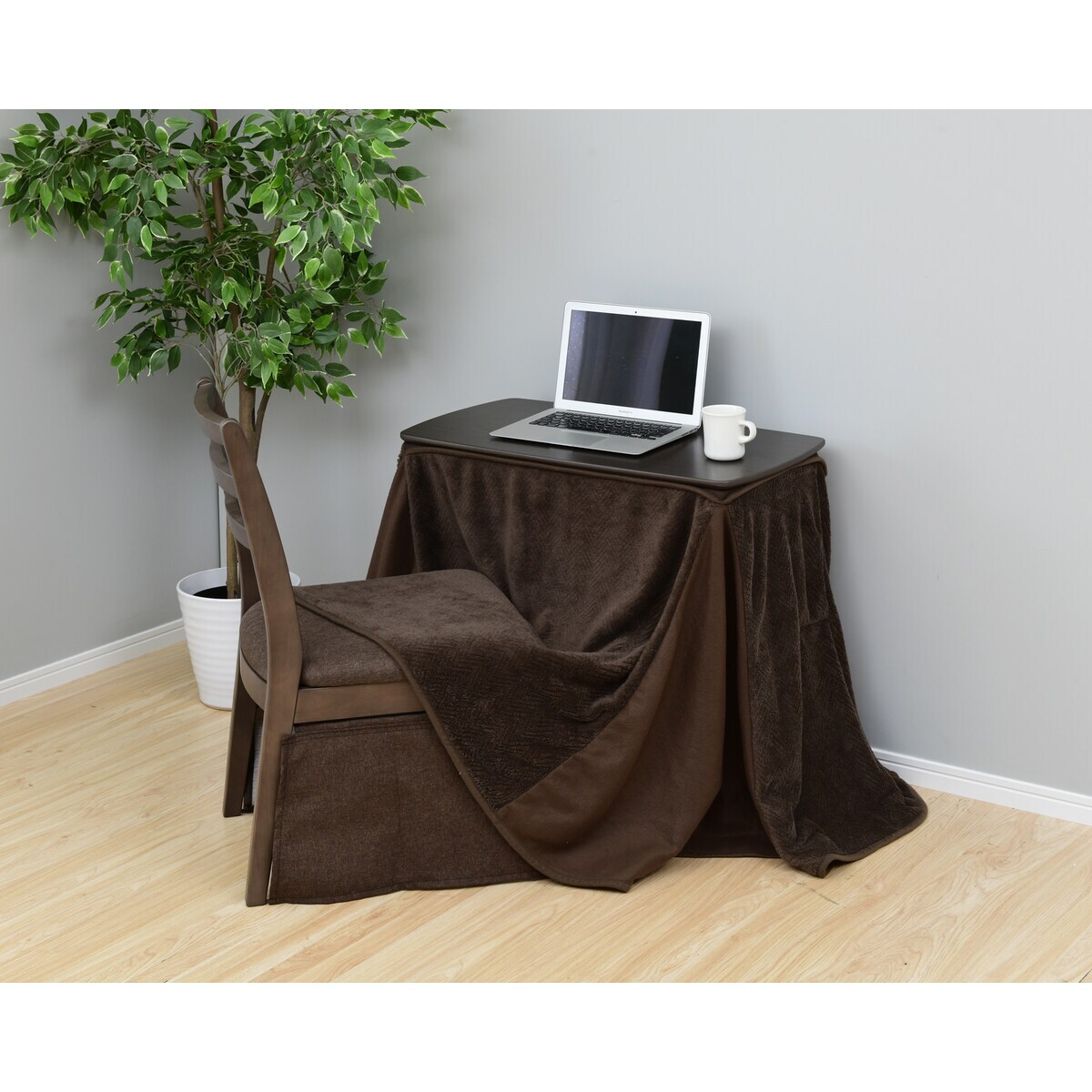 送料無料】山善 デスクこたつ こたつ布団セット ダークブラウン GDX
