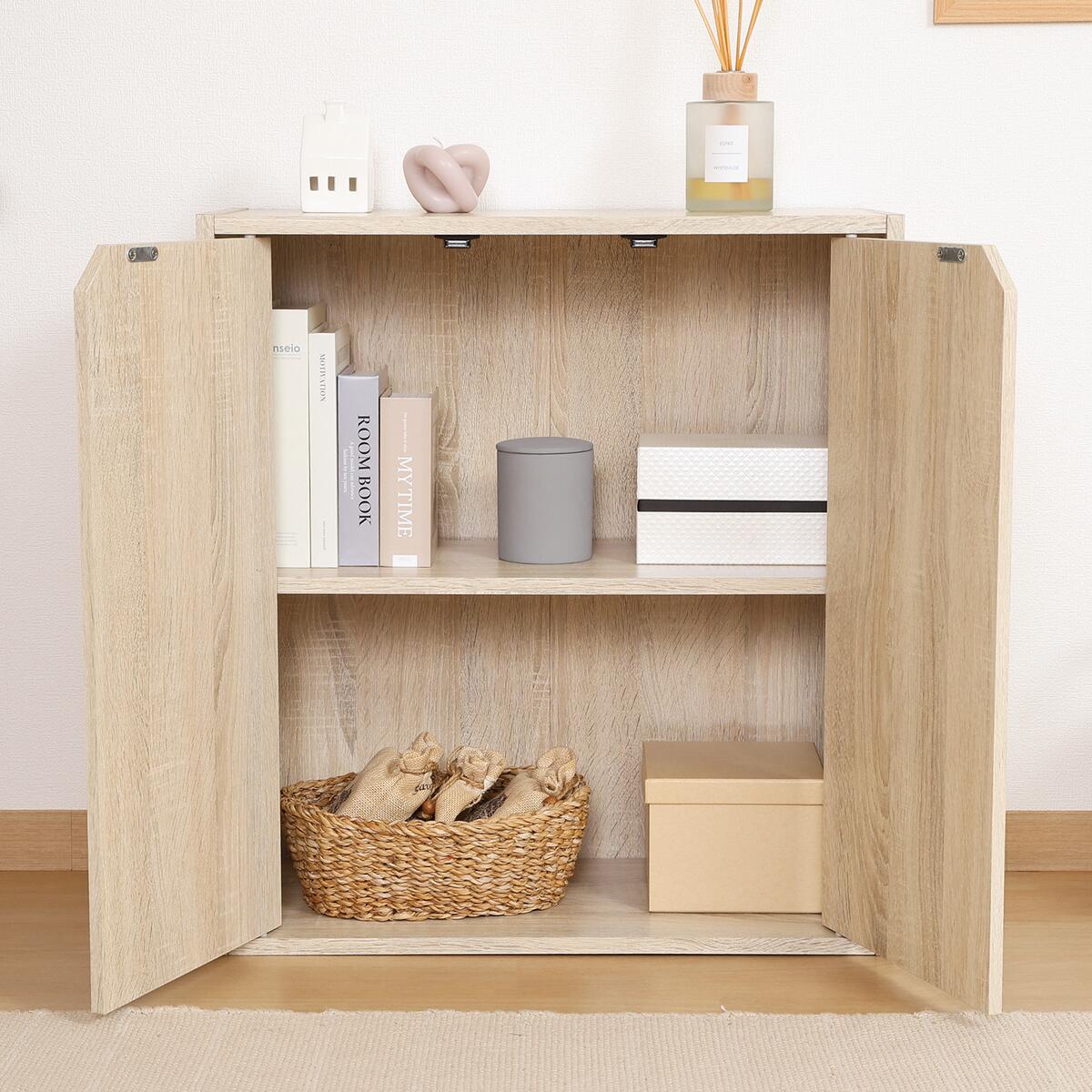 【送料無料】不二貿易 連結できる収納ボックス 扉付 オーク FBC611 【メーカー直送・代引不可・置配不可・配送地域限定】