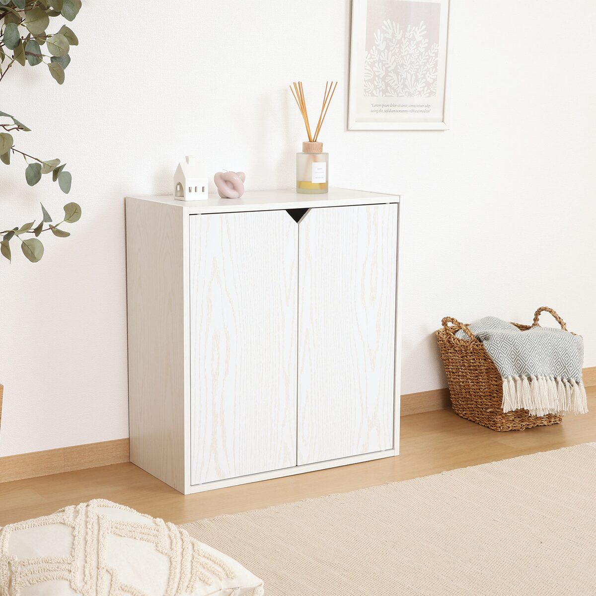 【送料無料】欠品中 次回4月上旬予定 不二貿易 連結できる収納ボックス 扉付 オーク WH FBC611 【メーカー直送・代引不可・置配不可・配送地域限定】