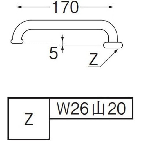 サンエイ SANEI 横形パイプ PA20J-60X-16