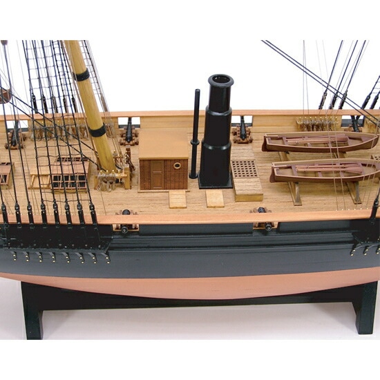 帆船模型 約90cmx70cm 木製 送料無料】ウッディジョー 木製帆船模型 1/75咸臨丸 帆無 | アート