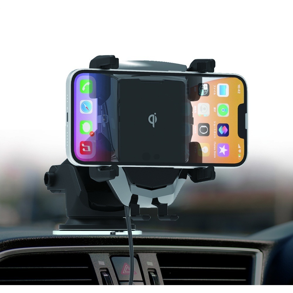 カシムラ ワイヤレス充電器 自動開閉ホルダー 吸盤式 KW-36