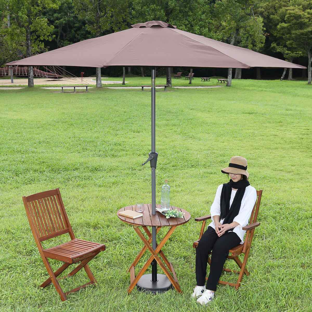【送料無料】不二貿易 アルミパラソル 270cm ブラウン TJB004 【メーカー直送・代引不可・置配不可・配送地域限定】