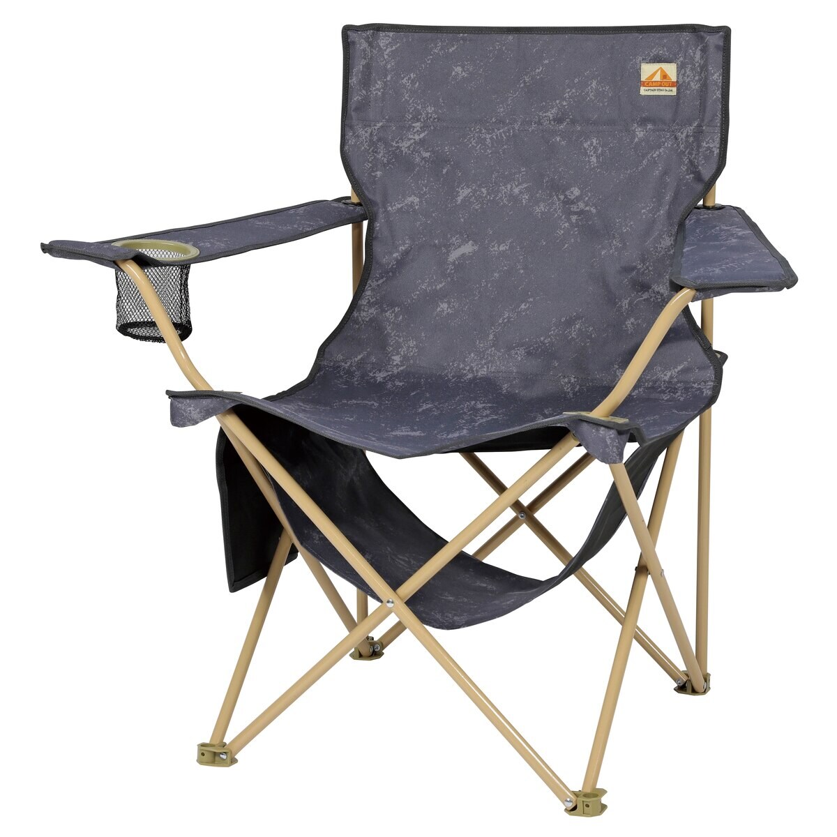 【送料無料】キャプテンスタッグ キャンプアウト 棚モック付ラウンジチェア エイジンググレー×タン UC-1859