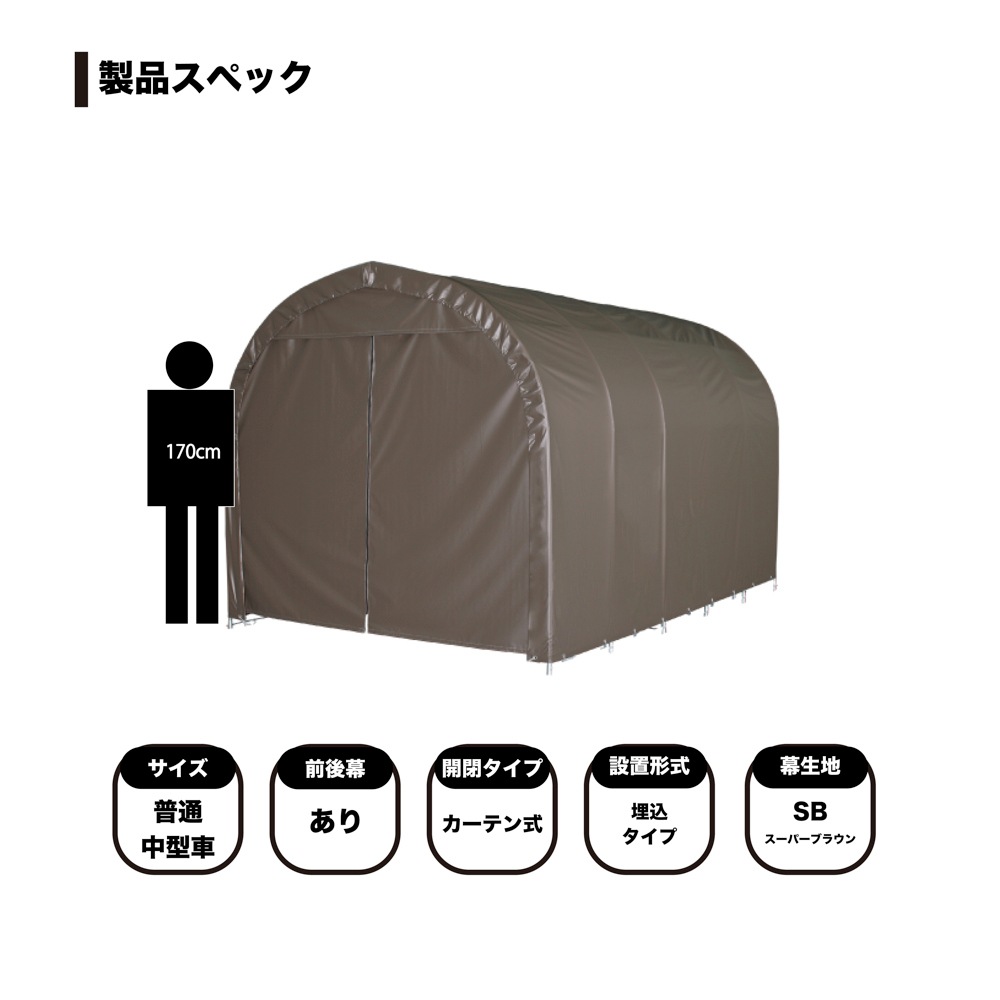 【送料無料】南栄工業 パイプ車庫 埋め込み式 軽用 2540USB 「3梱包」 【大型便・時間指定不可】