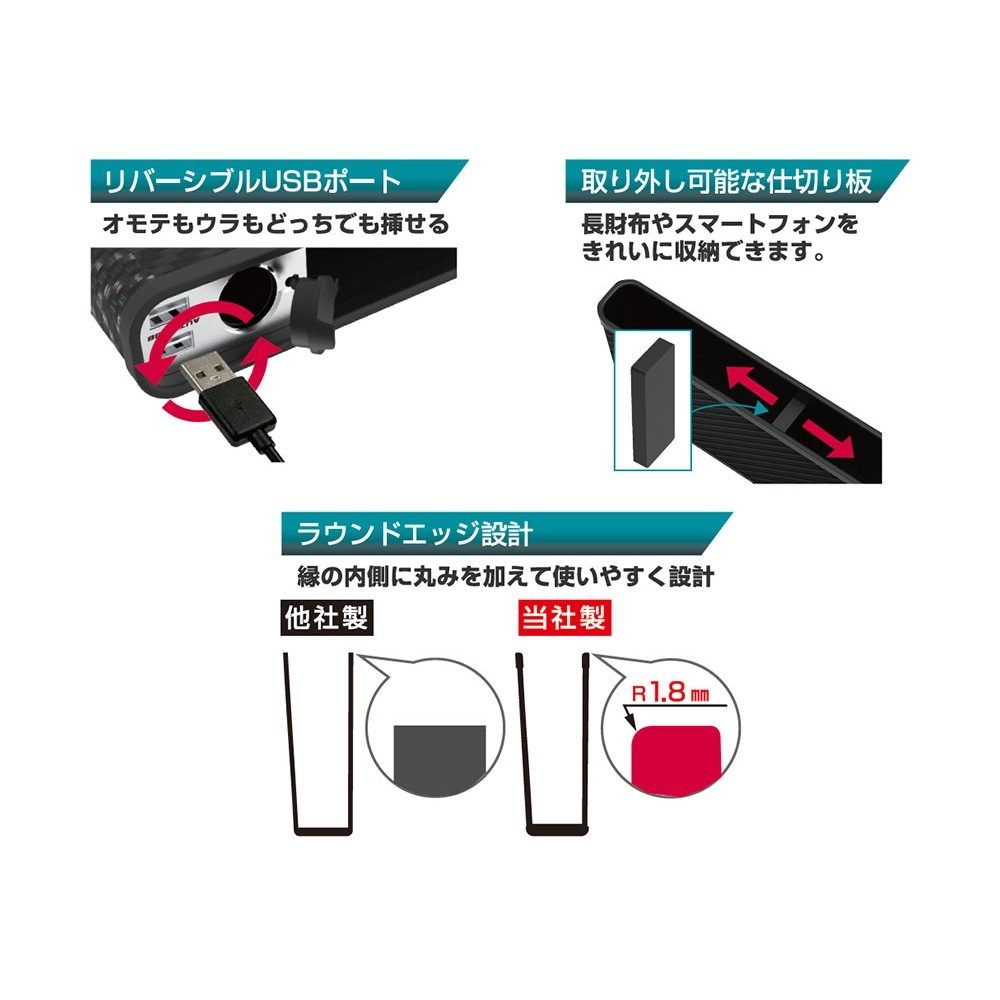 カシムラ サイドポケット DC/2リバーシブルUSB4.8A KX-225 | カー