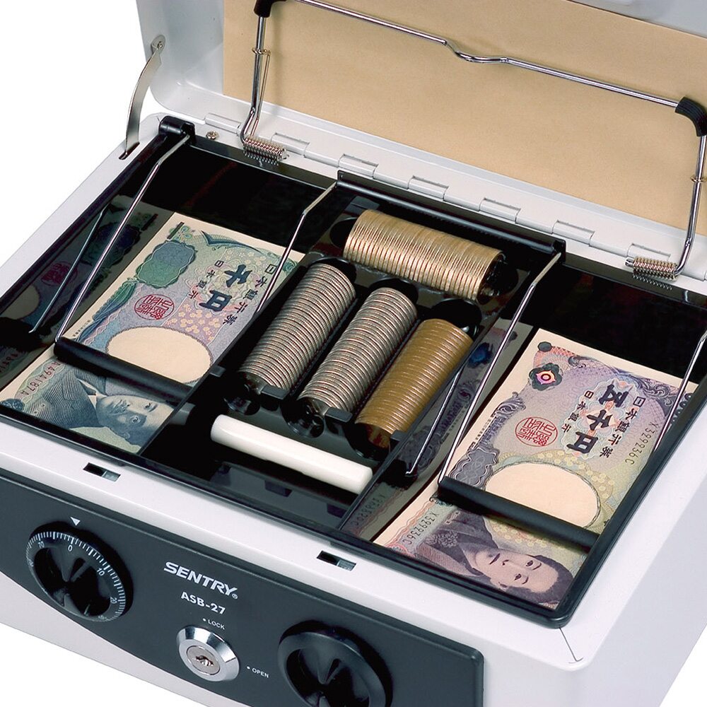 【送料無料】セントリー Sentry 手提げ金庫(A5紙収納可能)フラットキー2本付 ASB-27