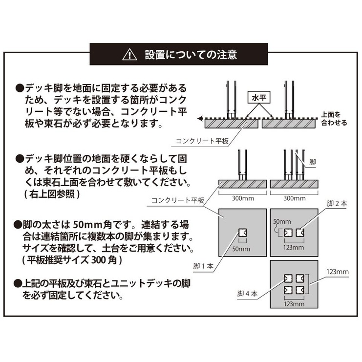 送料無料】人工木ユニットデッキ 9090 W894×D894×H450～550mm アーク
