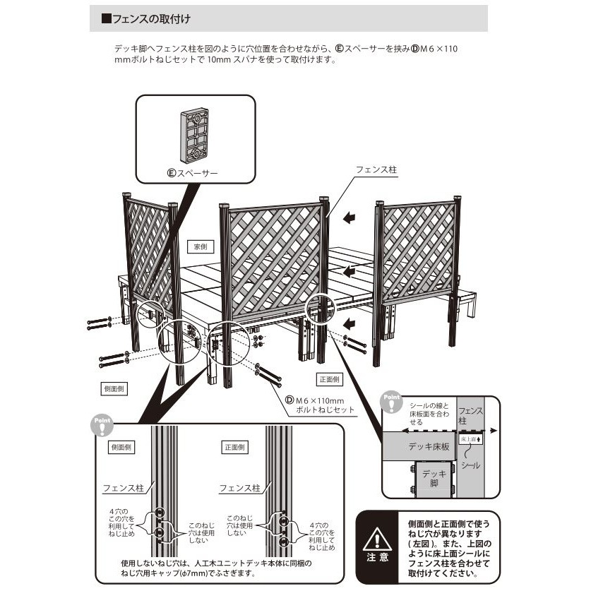 送料無料】人工木ユニットデッキ 9090専用 ラティスフェンス W872×D45