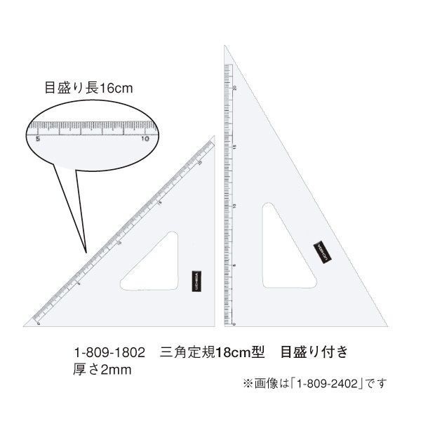 ウチダ(マービー) 三角定規 18ｃｍ×2ｍｍ 目盛り付き 品番：1-809-1802