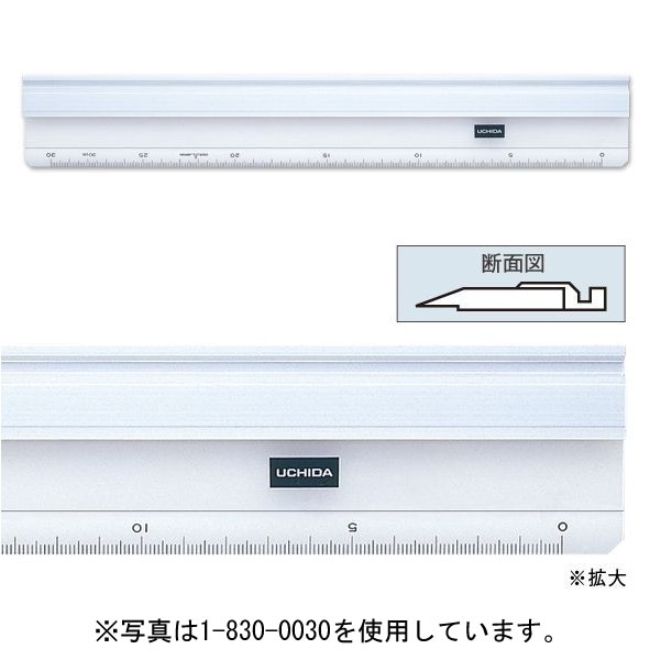 ウチダ(マービー) カッティング定規 30ｃｍ アルミエッジ付き 品番：1-830-0030