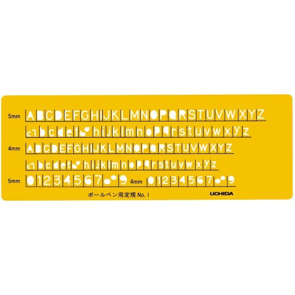 ウチダ テンプレート 英字数字定規 ボールペン用 No.1 1-843-1201 2mvetro ウチダ(マービー) テンプレート 英字数定規ボールペン用 NO1 品番：1