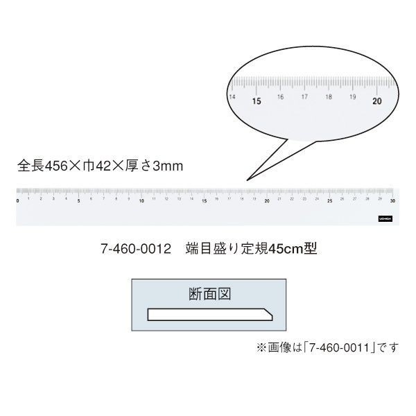 ウチダ(マービー) 端目盛り定規 45ｃｍ×3ｍｍ 品番：7-460-0012