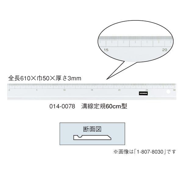 ウチダ（マービー） 溝線定規 60ｃｍ×3ｍｍ 品番：014-0078