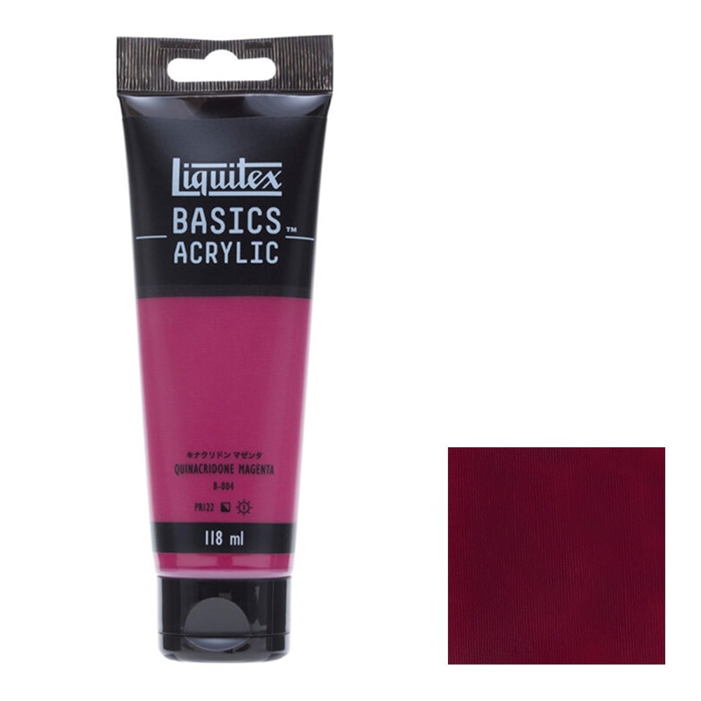 アクリル絵具Liquitex リキテックス ベーシックス キナクリドン マゼンタ(旧 アクラマゼンタ) B-004 単一顔料 118ml チューブ