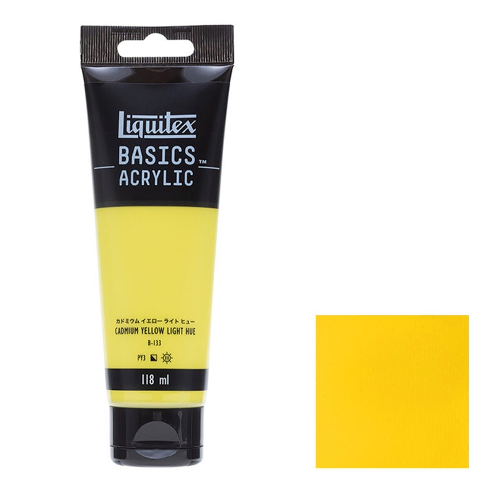 アクリル絵具Liquitex リキテックス ベーシックス カドミウムイエローライトヒュー B-133  単一顔料 118ml チューブ