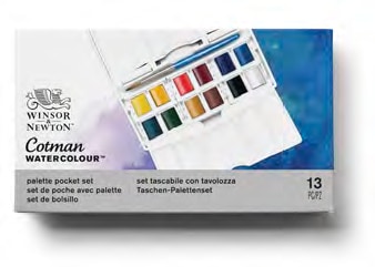CWC ハーフパン12色パレットポケットセット　コットマン・ウォーターカラー Winsor&Newton
