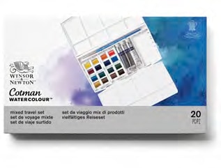 CWC ハーフパン16色＋8ｍｌチューブ3色ミックストラベルセット　コットマン・ウォーターカラー Winsor&Newton