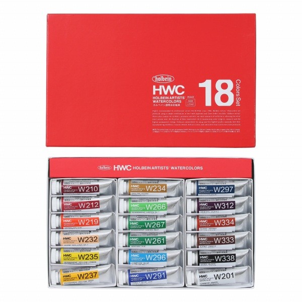 ホルベイン 透明水彩絵具 15ml W442 18色セット (3442)