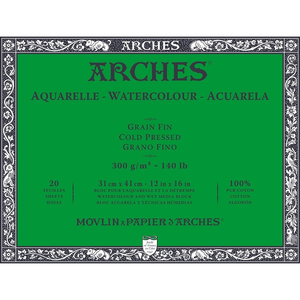 アルシュ水彩紙 ブロック 細目 300g 310×410mm (1795062)
