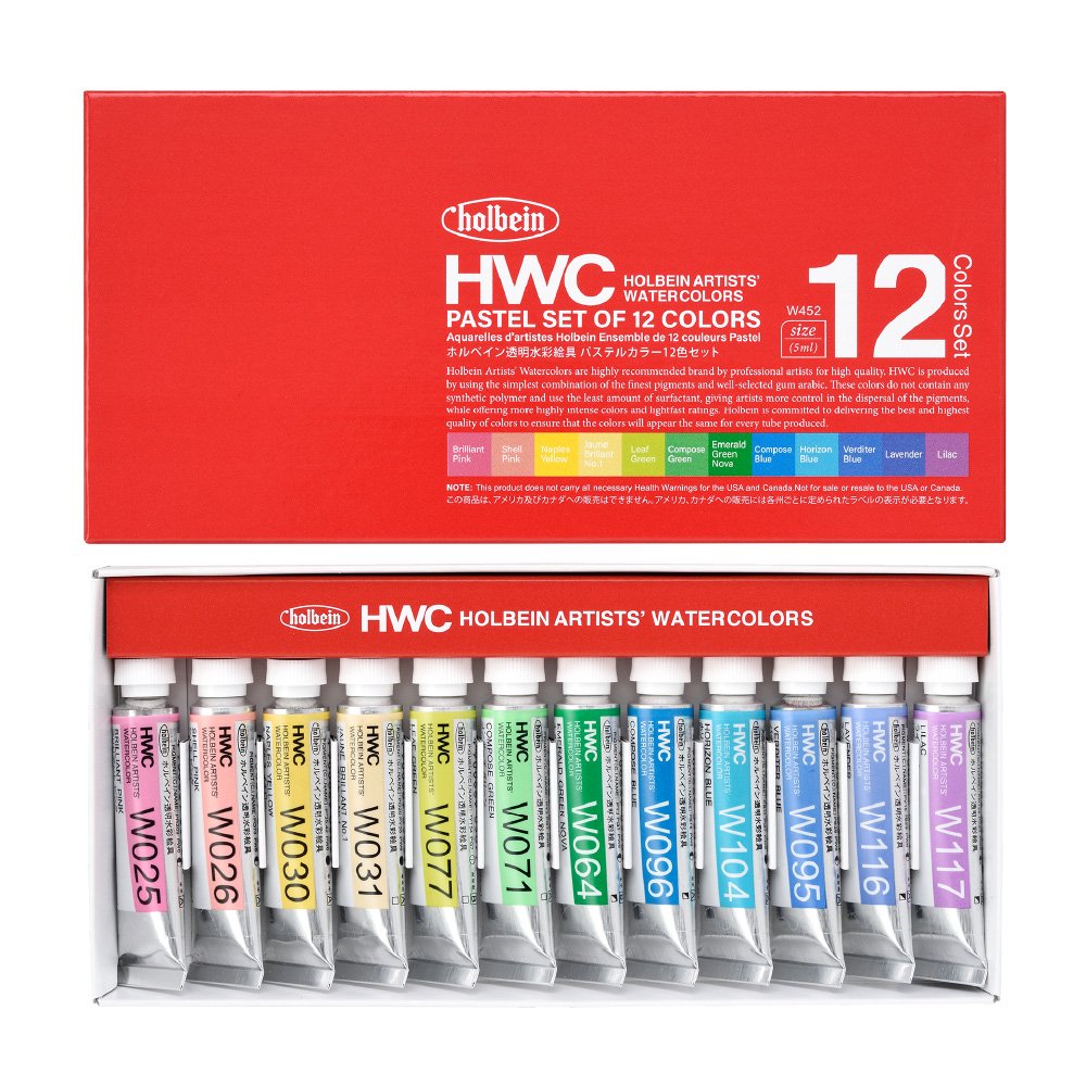 ホルベイン 透明水彩絵具 5ml W452 パステルカラー 12色セット 3452