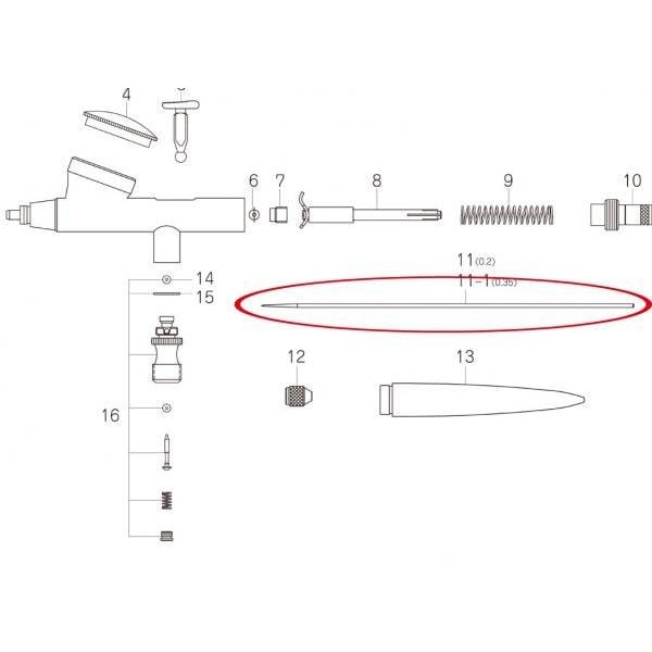 エアテックス AIR-GII用ニードル(0.35mm) (AG-11B)