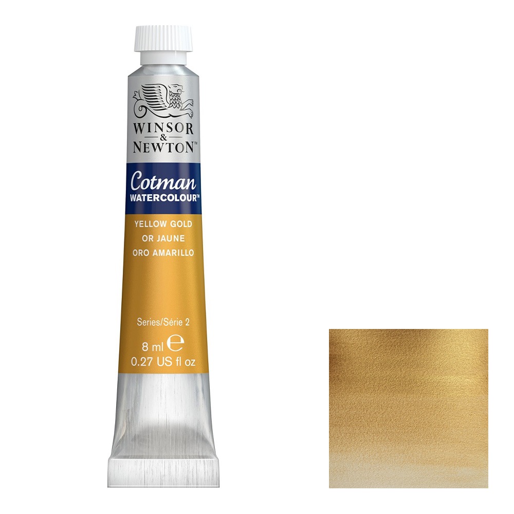 3本セット W&N コットマン 8mlチューブ 088 イエローゴールド (18901088) Winsor&Newton コットマン ウォーターカラー 水彩絵具