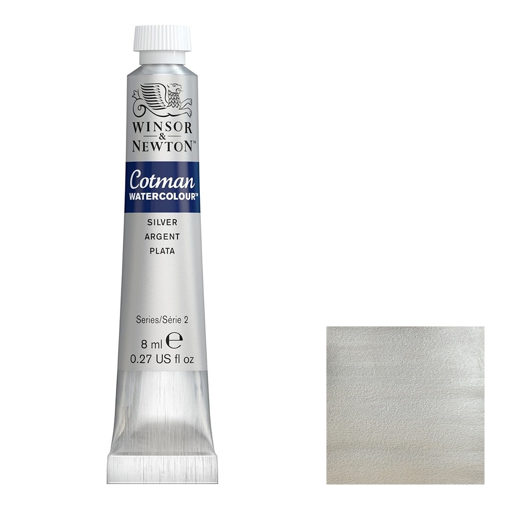 3本セット W&N コットマン 8mlチューブ 617 シルバー (18901617) Winsor&Newton コットマン ウォーターカラー 水彩絵具