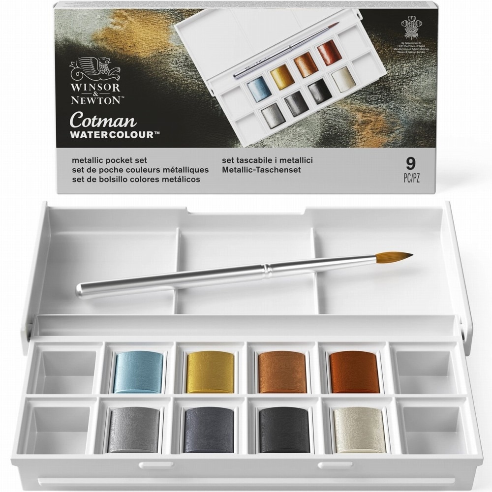 CWC メタリックポケットセット8色ハーフパンセット　コットマン・ウォーターカラー Winsor&Newton