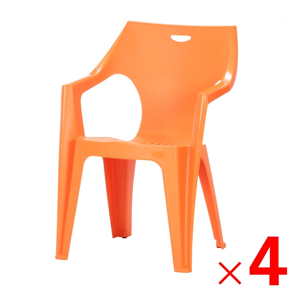 【送料無料】欠品中 11月上旬入荷予定　不二貿易 PCチェアー アンジェロ オレンジ KRETA ×4個 セット販売【メーカー直送・代引不可・配送地域限定】