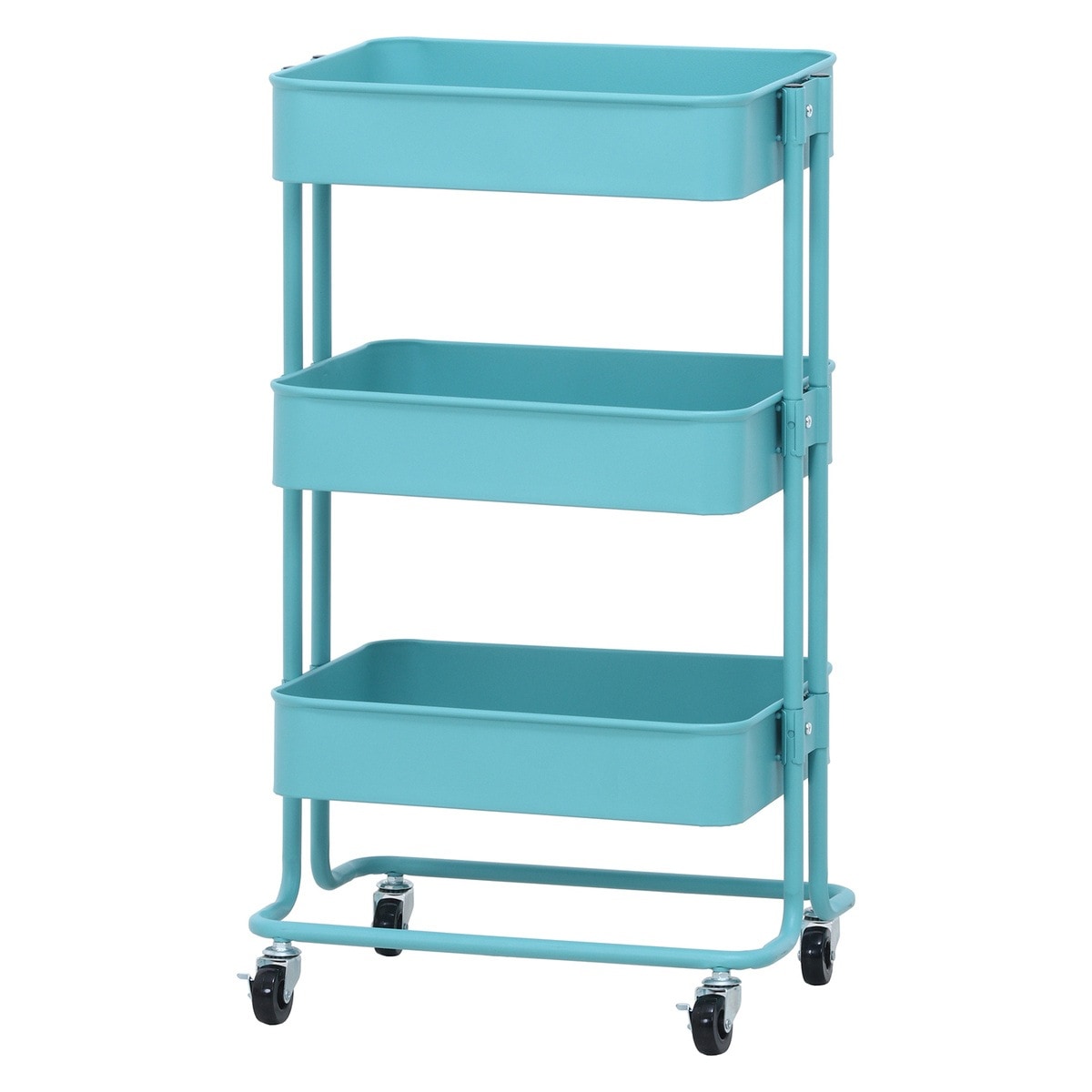 【送料無料】不二貿易 キッチンワゴン バスケット3段 ターコイズブルー LX-0306-3【メーカー直送・代引不可・配送地域限定】