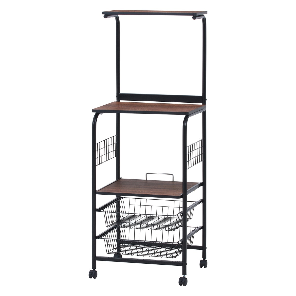 【送料無料】不二貿易 レンジワゴン FBC-03-1 BK/BR【メーカー直送・代引不可・配送地域限定】