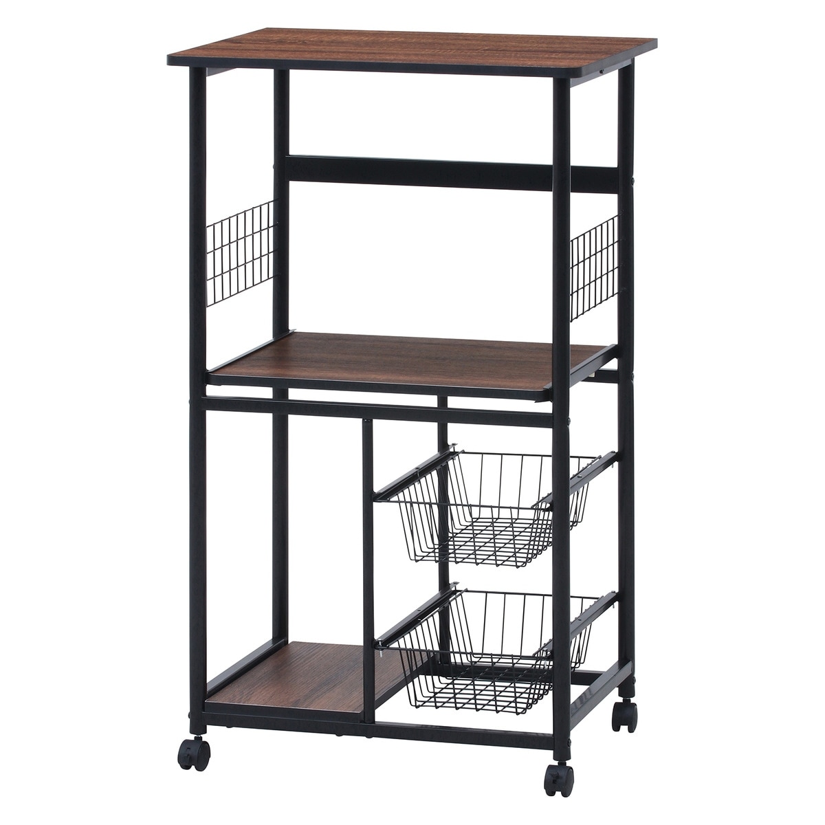 【送料無料】不二貿易 レンジワゴン FBC-9812 BK/BR【メーカー直送・代引不可・配送地域限定】