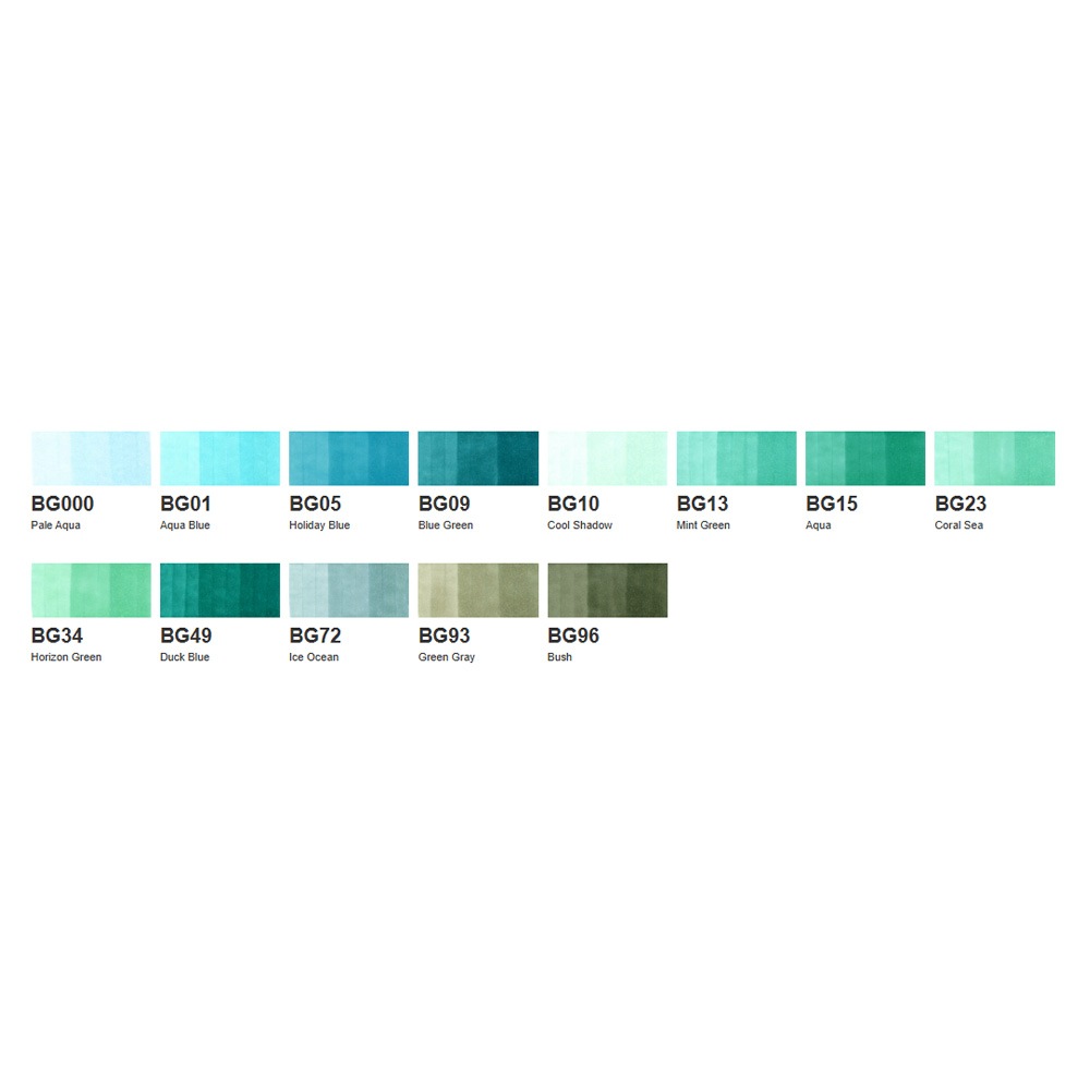 コピックチャオ BG (Blue Green) 系全13色セット | アークオアシス