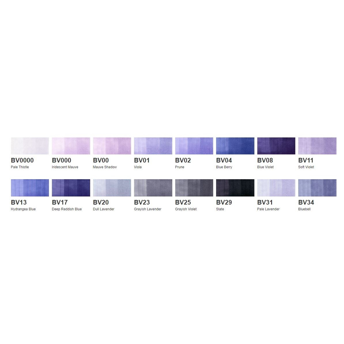 コピックスケッチ BV (Blue Violet) 系全16色セット | アークオアシス