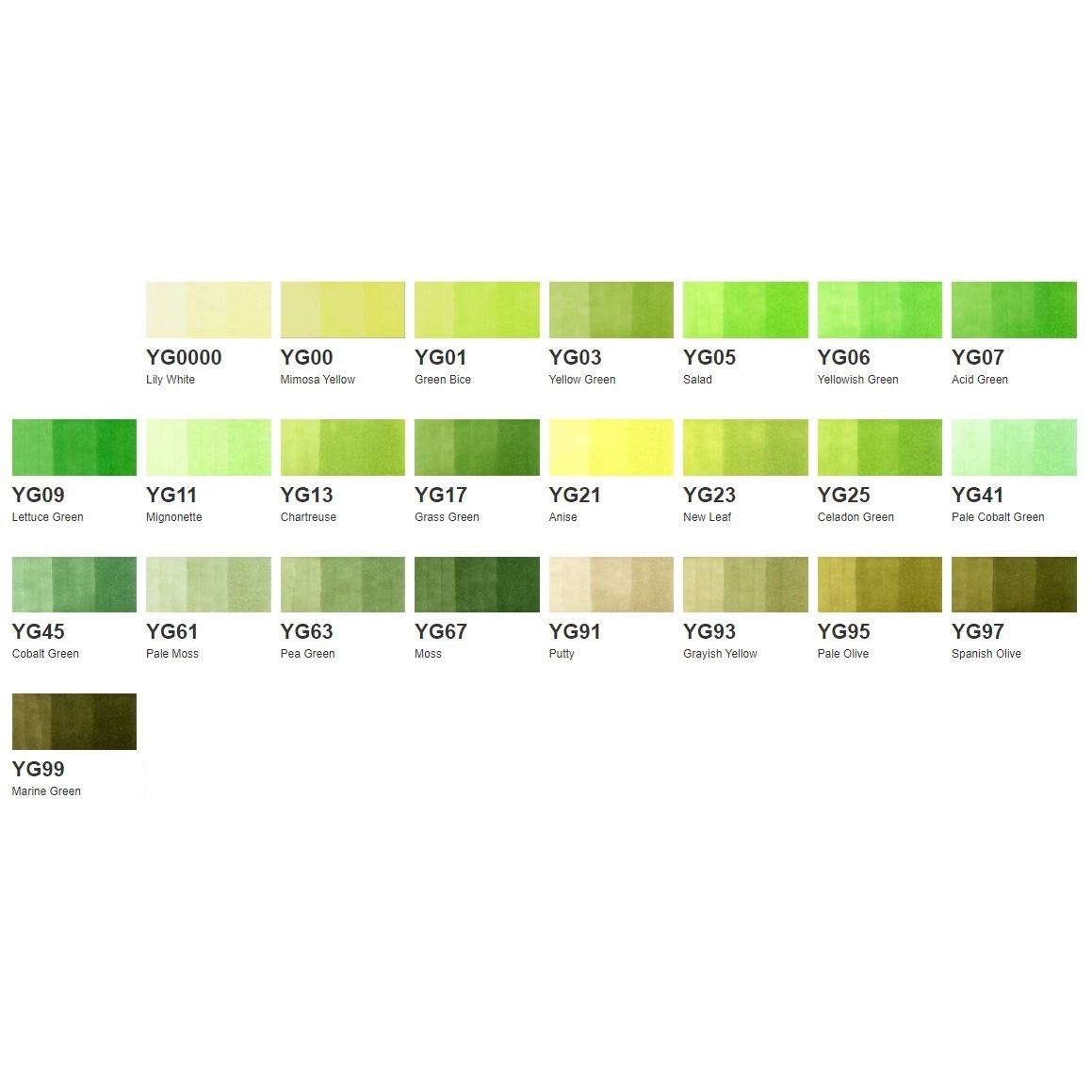 コピックスケッチ YG (Yellow Green) 系全24色セット | アーク