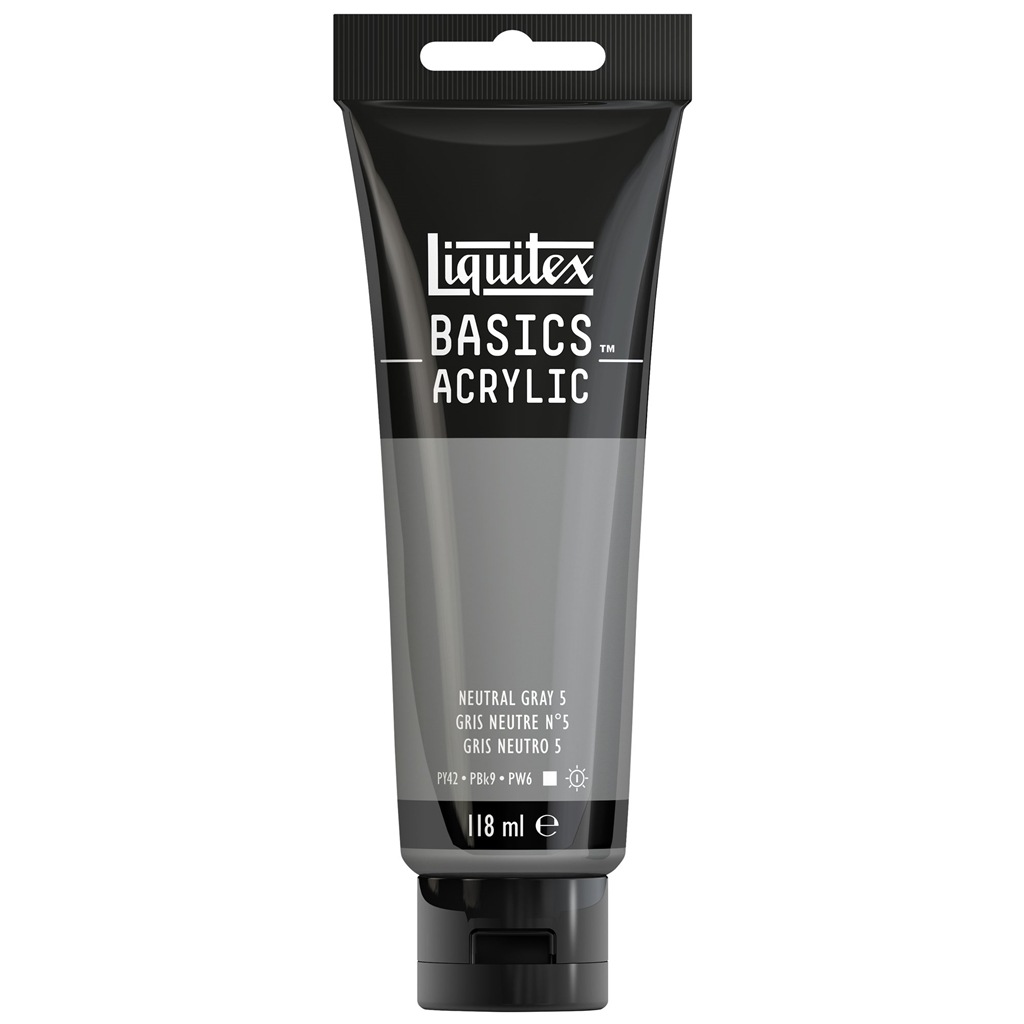 リキテックス ベーシックス 118mL 599(061) ニュートラル グレー 5 (16005599) Liquitex BASICS アクリル絵具
