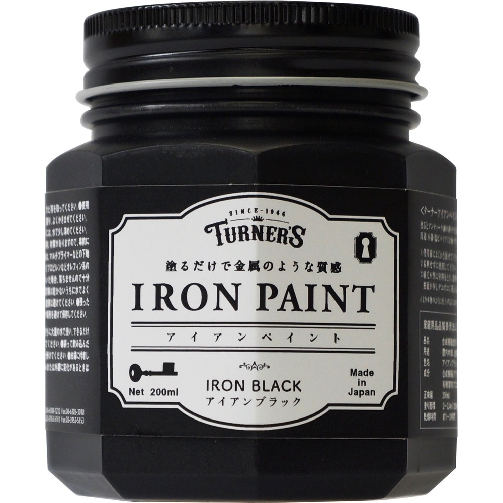 (3本セット) ターナー色彩 アイアンペイント 200ML アイアンブラック (IR200009)