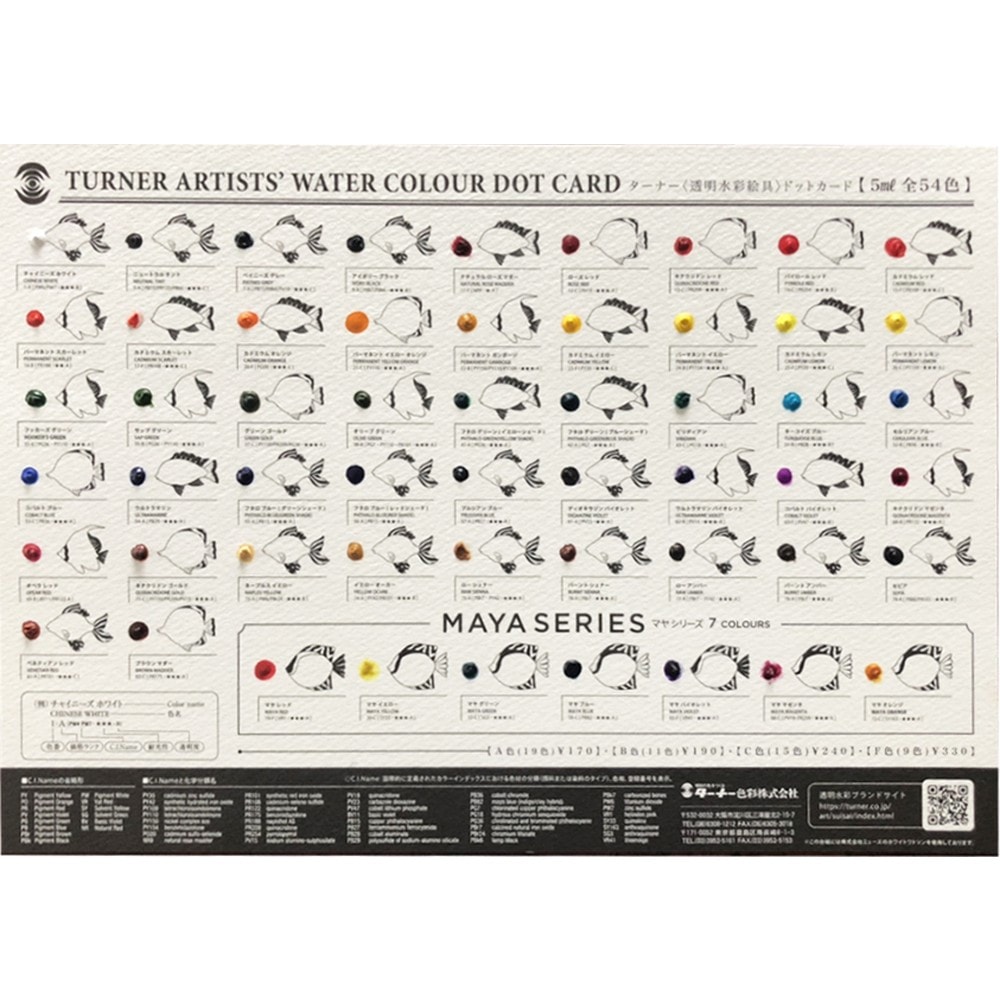 (5本セット) ターナー色彩  54色 透明水彩ドットカードＰＡＲＴ1 (WT54DOT)