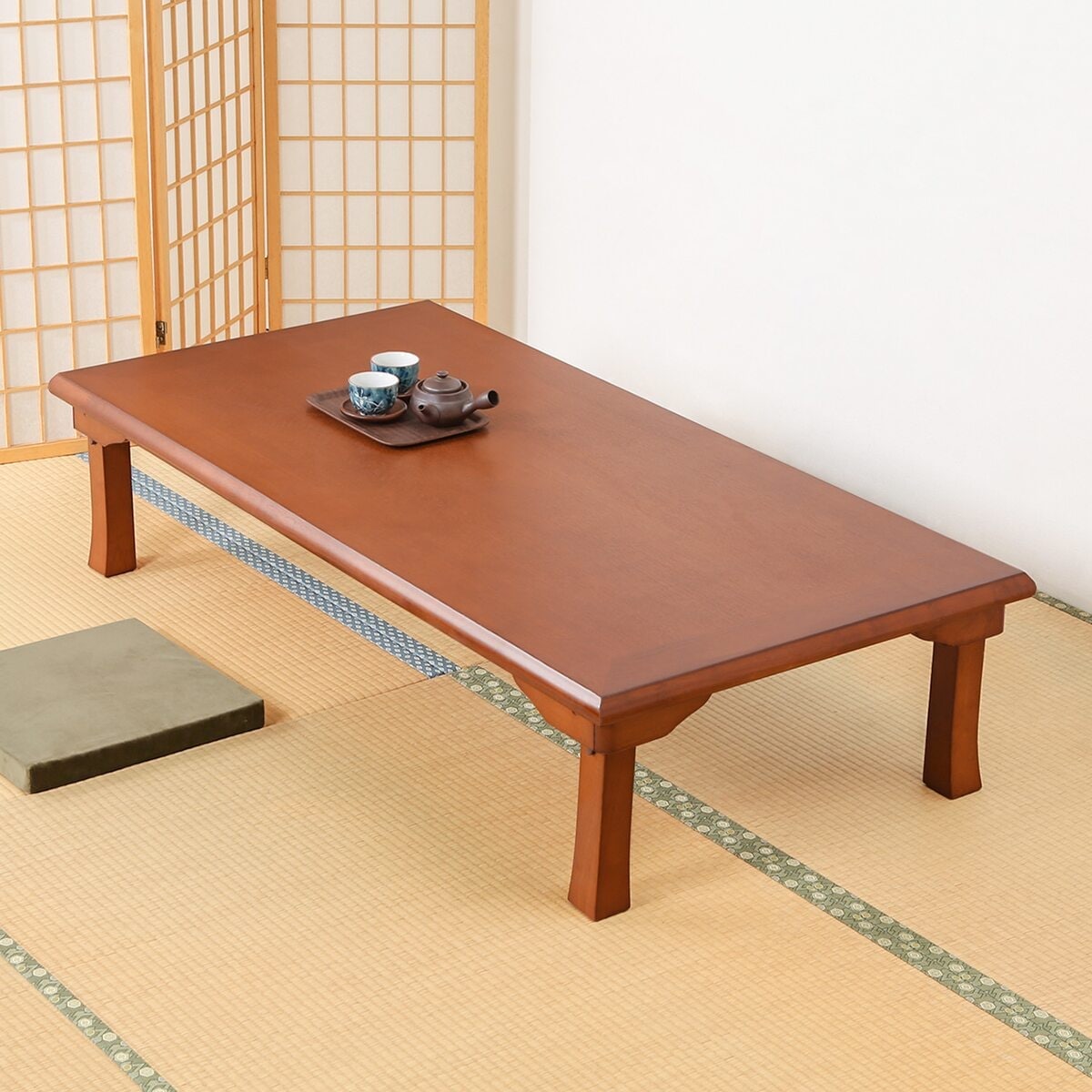 木製 和風座卓 　美品 和風座卓 座卓 彫刻入り ローテーブル 2サイズ 120/150cm ケヤキ