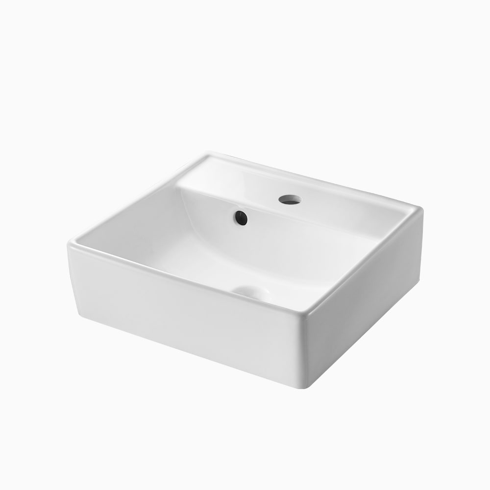 洗面器 ベッセル W380×D380×H165 | A002-0010010015 | 水栓取付穴・引棒取付穴なし ゴム栓仕様