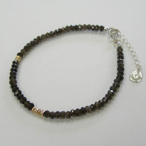 NO.2】 K10 唐草 ビーズ付 スモーキークォ－ツ ブレスレット  