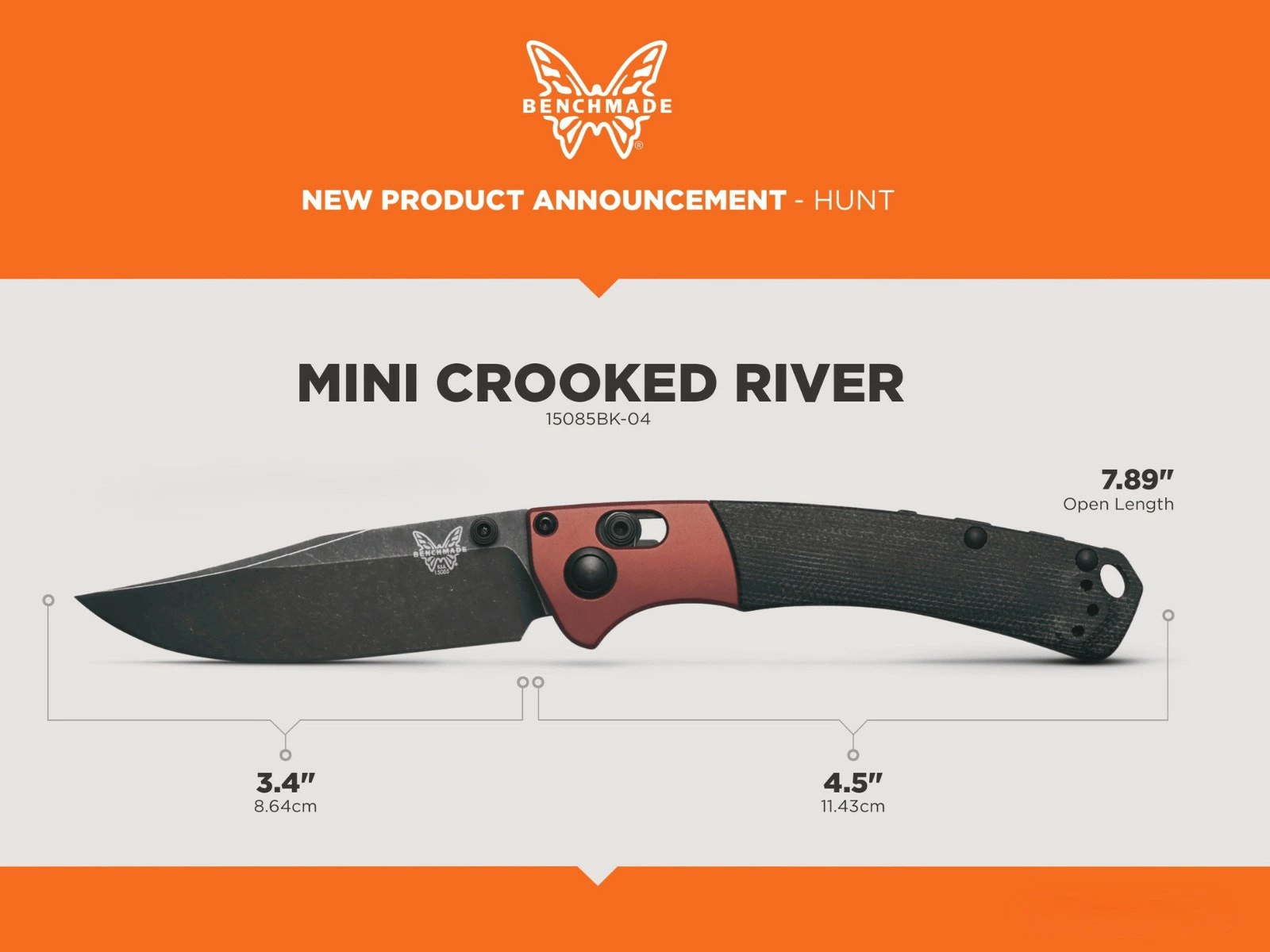 �٥���ᥤ�� �ߥ˥���å��ɥ�С� �ޥ��ʥ��å� 15085BK-04 BENCHMADE MINI CROOKED RIVER MAGNACUT 