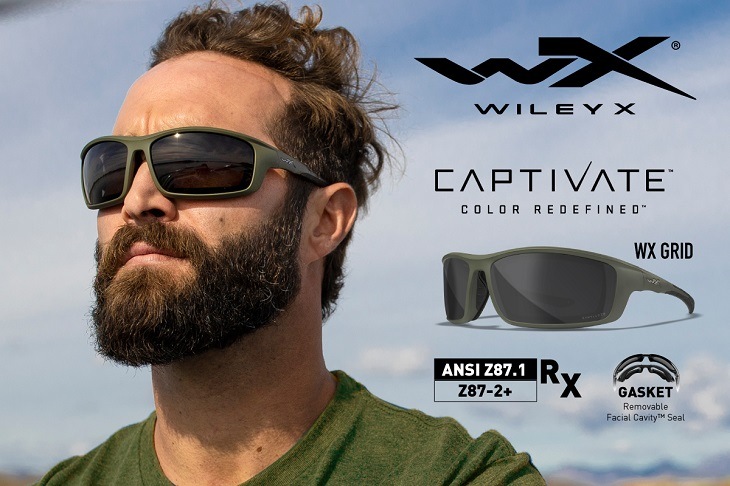 �磻�꡼���å���/CCGRD08 ����å� �и����⡼��/�֥�å����ץ� �ե졼�� ���󥰥饹  GRID CAPTIVATE Smoke Grey [Matte Utility Green]��Wiley X��������Ź��