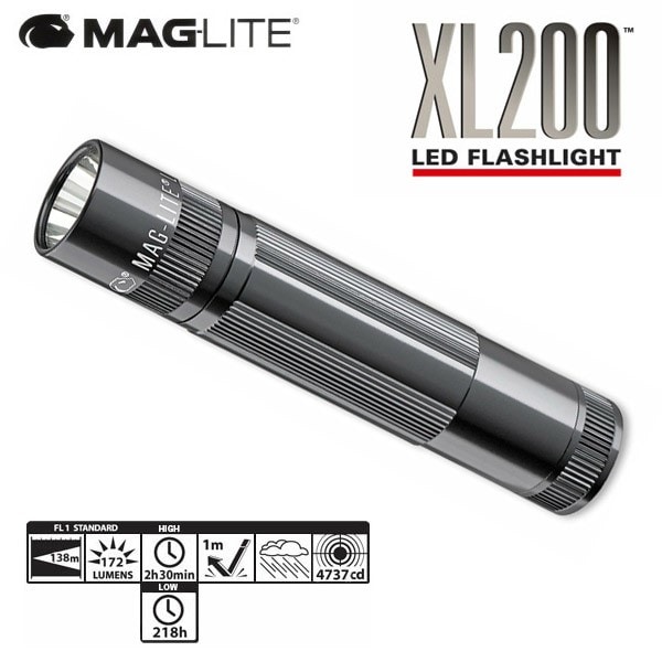マグライト/MAGLITE 5モード LED フラッシュライト XL200 灰 懐中電灯