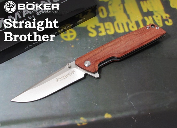 ܡ ޥʥ 01MB723 ȥ졼 ֥饶å,ޤߥʥ,BOKER Magnum Straight Brother Wood folding knife  ڥ쥿ѥåץ饹ġ