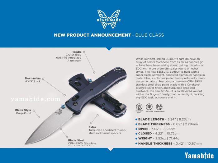 �٥���ᥤ�� �Х������� ���졼�����֥롼 535SL-13 BENCHMADE BUGOUT CRATER BLUE 