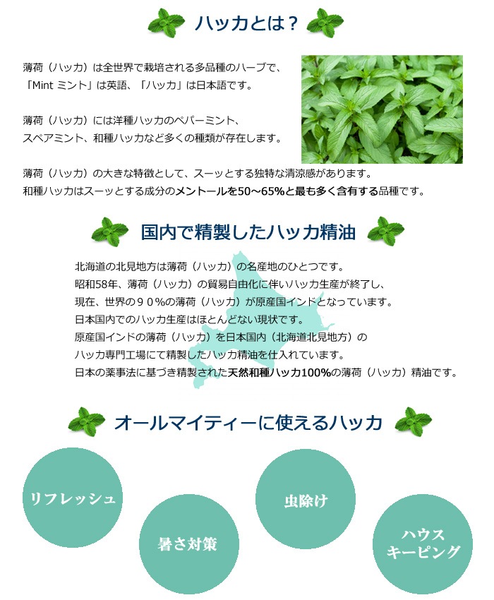 薄荷 ハッカ 10ml 【エッセンシャルオイル アロマオイル 精油 和種薄荷 和ハッカ ハッカ油 ミント ハーブ系】【AEAJ表示基準適合認定精油】